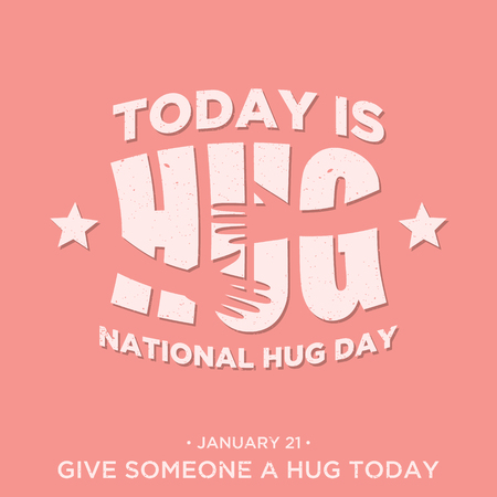 Vintage flat design quote National Hug Day. Vector emblem for element design. Vector illustration EPS.8 EPS.10のイラスト素材