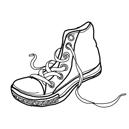 Illustration monochrome design sketch trendy shoes on the white background. Flat shoes for element design. Vector illustration EPS.8 EPS.10のイラスト素材