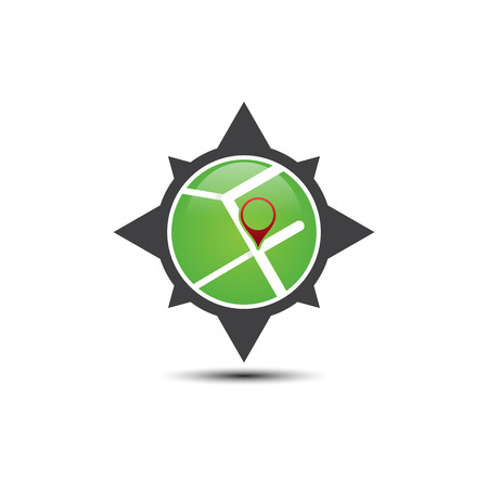 Street map icon with pin and compass symbol. Street map icon trendy and modern symbol for graphic and web design. Vector illustration EPS.8 EPS.10のイラスト素材