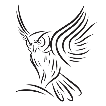 Outline style owl icon vector on the white background. Owl icon vector for element design. Vector illustration EPS.8 EPS.10のイラスト素材