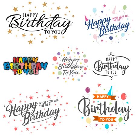 Set of letter happy birthday vector for element design on the white background. Collection of letter happy birthday design template in flat style. Vector illustrationのイラスト素材