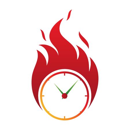 Clock fire deadline vector icon in abstract style. Fire icon isolated on white background. Vector illustrationのイラスト素材