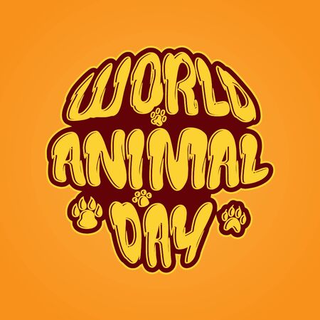 World Animal Day 4 October vector emblem. Banner World animal day with wild animals and planet earth. Animals on the planet, animal shelter, wildlife sanctuary. World Environment Day. Vector illustration EPS.8 EPS.10のイラスト素材