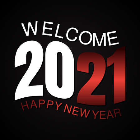 Happy New Year 2021 pushing 2020 down. Happy New Year element design template. Vector illustrationのイラスト素材