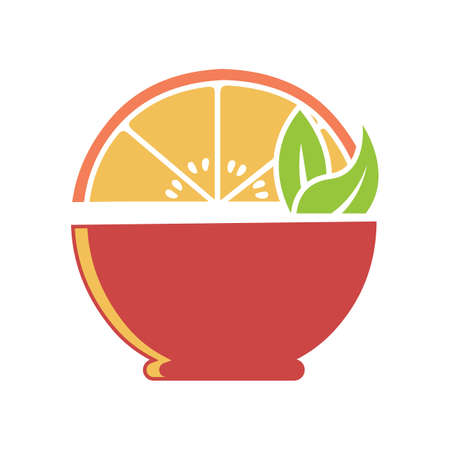 Bowl icon with leaf isolated on white background from food collection. Bowl icon trendy and modern bowl symbol. Vector illustration EPS.8 EPS.10のイラスト素材