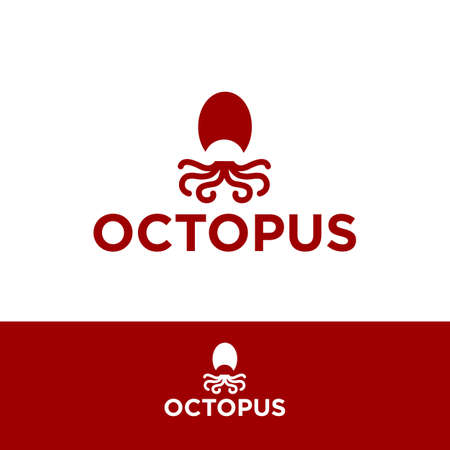 Abstract vector Octopus symbol design element. Octopus silhouette icon isolated on white background. Vector illustrationのイラスト素材