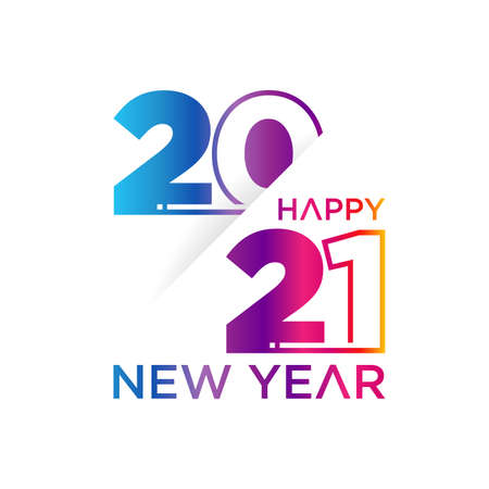 Creative concept of 2021 Happy New Year slice style. Design templates with typography 2021 for celebration and season decoration.のイラスト素材