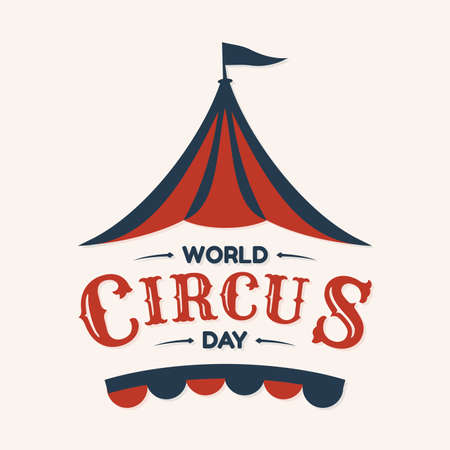 World Circus Day hand drawn lettering design with circus tent in abstract style. Vector illustration EPS.8 EPS.10のイラスト素材