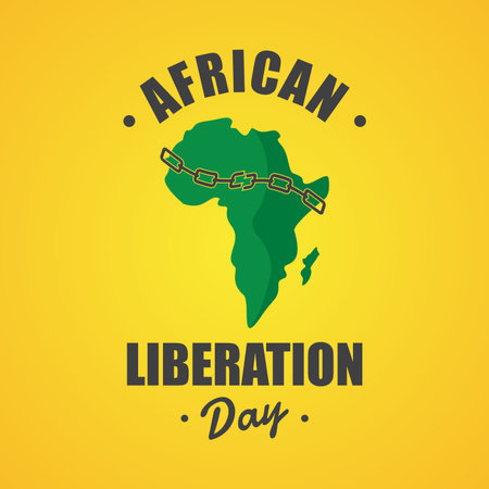 An illustration of African Liberation Day with African map and chain breaking. Vector illustrationのイラスト素材