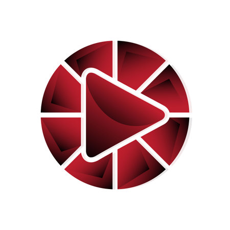Red Play button vector icon in modern style on white background. Vector illustrationのイラスト素材