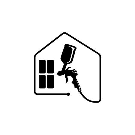 Spray gun with house outline style for element design. Vector illustrationのイラスト素材