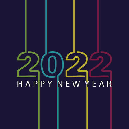Colorful design 2022 Happy New Year banner for your seasonal holidays. Design background 2022. Vector illustrationのイラスト素材