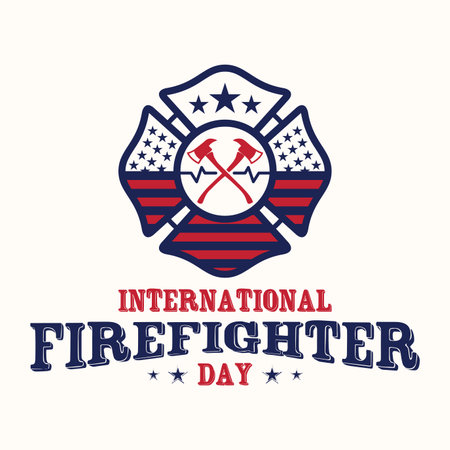 Emblem design for International Firefighters Day. Vector illustrationのイラスト素材