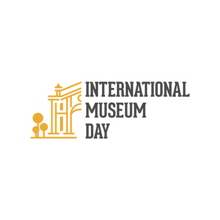 Linear drawing style of International Museum Day. Vector illustrationのイラスト素材