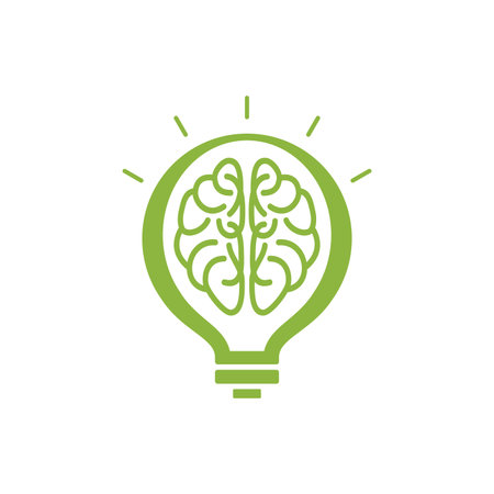 Logo with a half of light bulb and brain isolated on white background. Symbol of creativity, creative idea, mind, thinking. Vector illustrationのイラスト素材