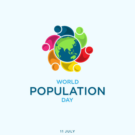 Banner or poster of world population day vector design. Vector illustrationのイラスト素材
