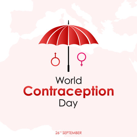 World Contraception Day for sex education web banner or social media post template.  Vector illustrationのイラスト素材