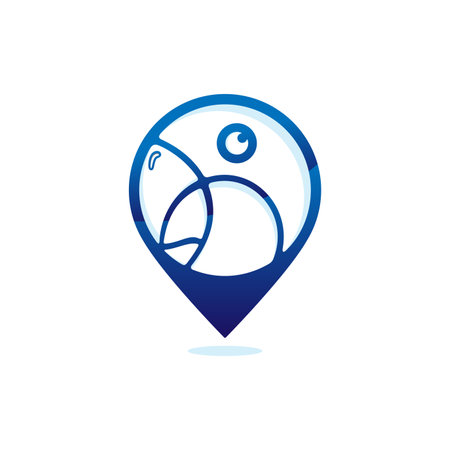Geometric abstract pin point Parrot logo vector template. Vector illustrationのイラスト素材