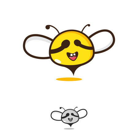 Funny smile Honey Bee animals logo vector. Vector illustrationのイラスト素材