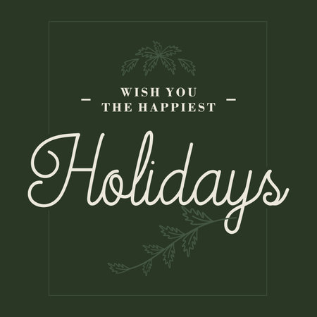Happy Holidays lettering vintage floral frame emblem design template. Vector illustrationのイラスト素材