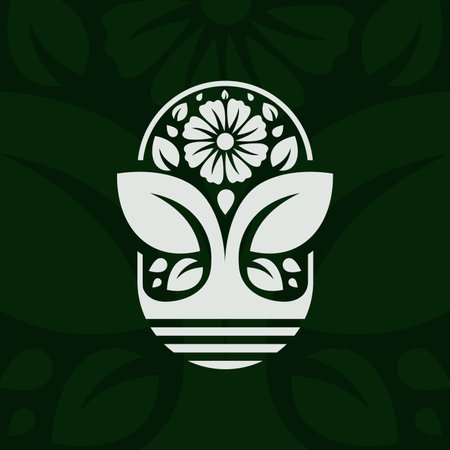 Vintage emblem silhouette botanical ornament logo design template. Vector illustrationのイラスト素材