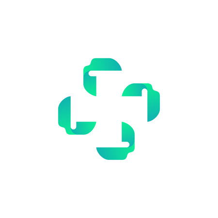 Abstract plus cycle logo twisted green vector design template. Vector illustrationのイラスト素材