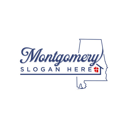 Abstract letter and map Montgomery Alabama. Vector illustrationのイラスト素材