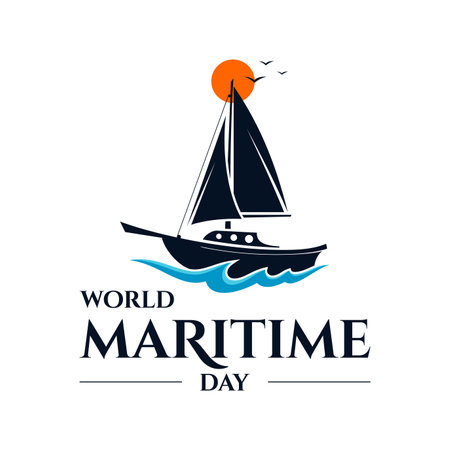 World Maritime Day banner with sailboat template background. Vector illustrationのイラスト素材