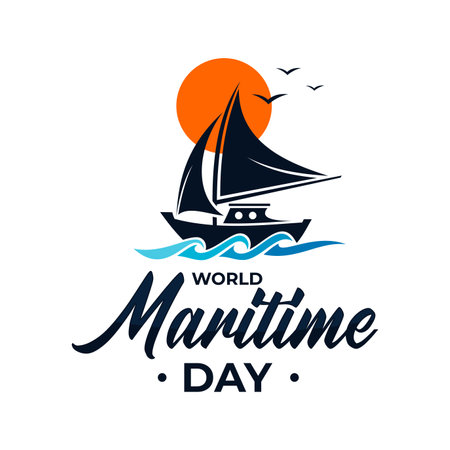 World Maritime Day template background with sailboat for World Maritime Day. Vector illustrationのイラスト素材