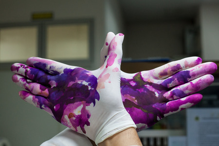 dirty glove look like birdの写真素材