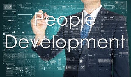 business man writing people development conceptの写真素材