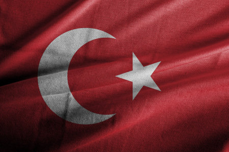 wavy flag of Turkeyの写真素材