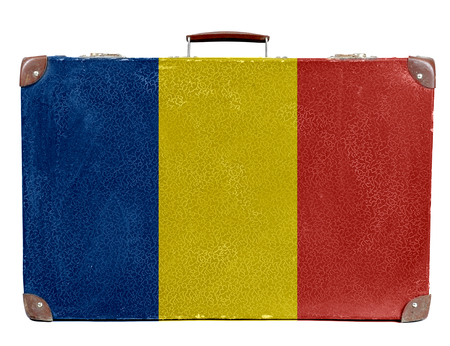 Vintage travel bag with flag of Chadの写真素材