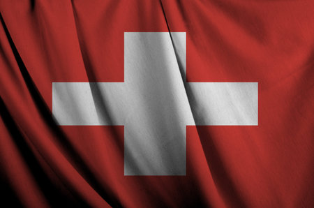 Swiss waving flagの写真素材