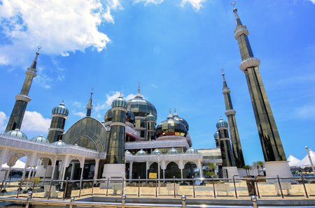 Evening view of crystal mosque in Kuala Terengganu, Malaysiaのeditorial素材