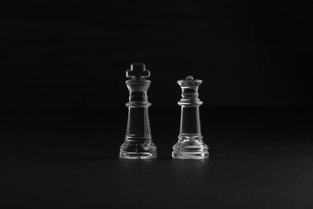 chess piece on black background with dramatic low light effectの写真素材
