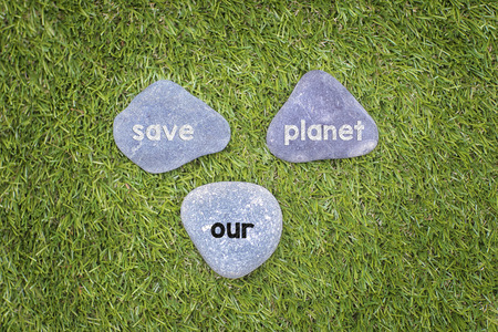 Three stone with save our planet concept.の写真素材