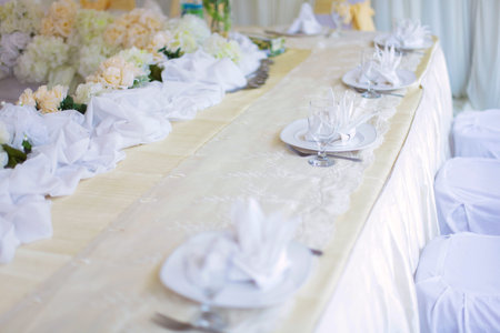 Table Setting at a Wedding Reception. Selective Focus
