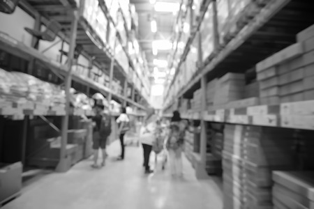 Blurred Background Image of People shopping in Warehouse or Storehouseの写真素材