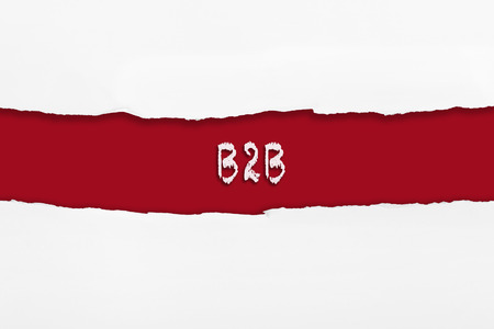 Torn paper with a B2B word on red backgroundの写真素材