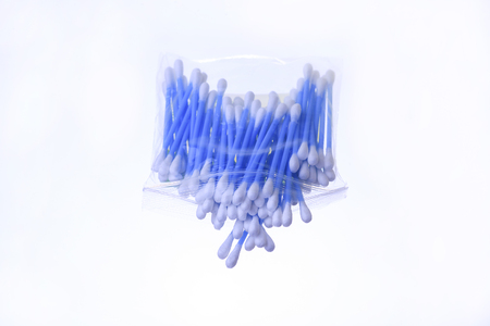 Cotton bud isolated on white backgroundの写真素材