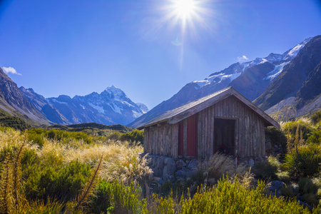 Mount Tasman Valleys , Aoraki Mt Cook national park Southern Alps mountain South Island New Zealandの写真素材