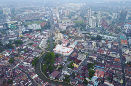Aerial view of Malacca Town, Malaysiaの写真素材