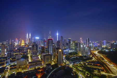Kuala Lumpur, Malaysia City Center skyline at nightのeditorial素材