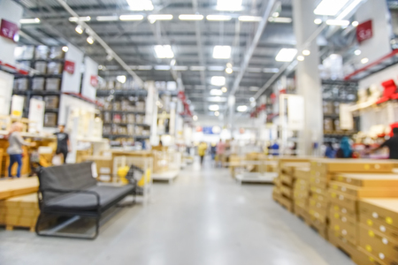 Blurred Background Image of goods Shelf in Warehouse or Storehouseの写真素材