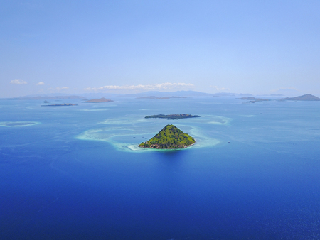 Beautiful aerial view of Gili Laba island, Flores, Indonesiaの写真素材