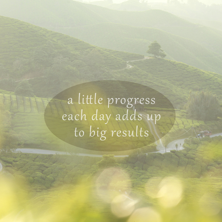 Inspirational motivating quotes on nature background. A Little Progress Each Day Adds Up To Big Resultsの写真素材