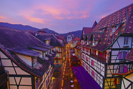 View of old French Style Public Building at, Colmar Bukit Tinggi During Sunriseの写真素材