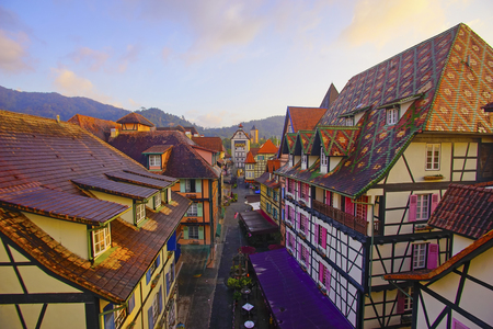 View of old French Style Public Building at, Colmar Bukit Tinggi During Sunriseの写真素材