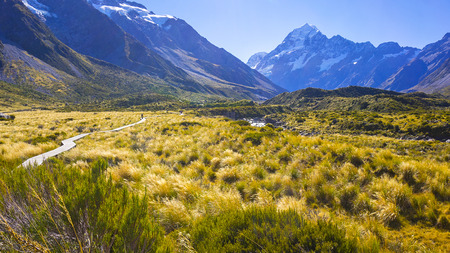 Mount Cook National Park is in the South Island of New Zealand, near the town of Twizel.の写真素材